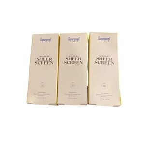 3 x Supergoop! Mineral Sheer Screen SPF 30 Sunscreen 1.5oz Full Size (READ)